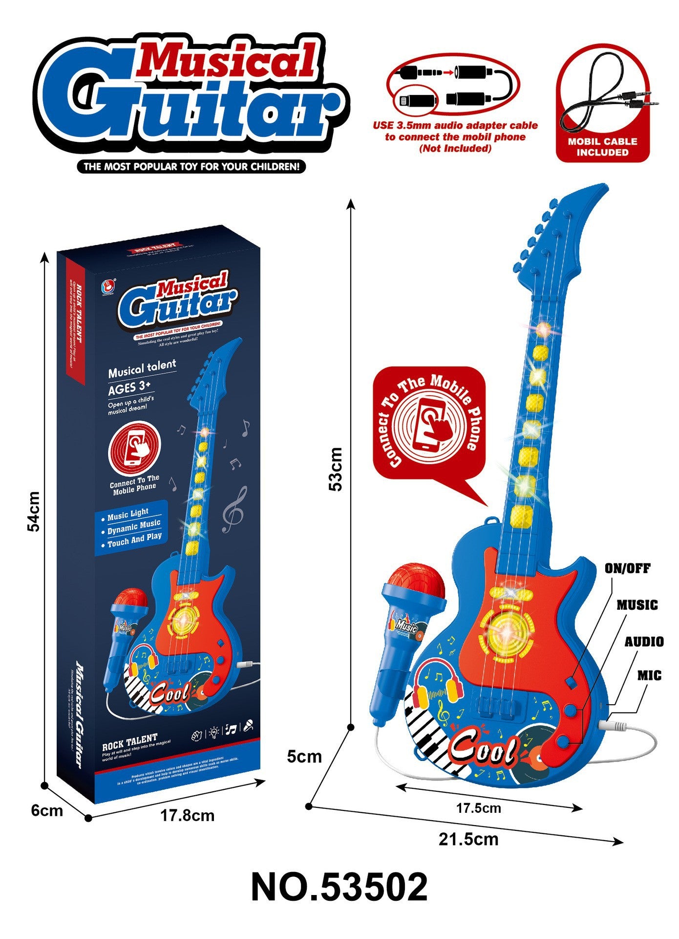 Kids Musical Microphone Toy with LED Lights