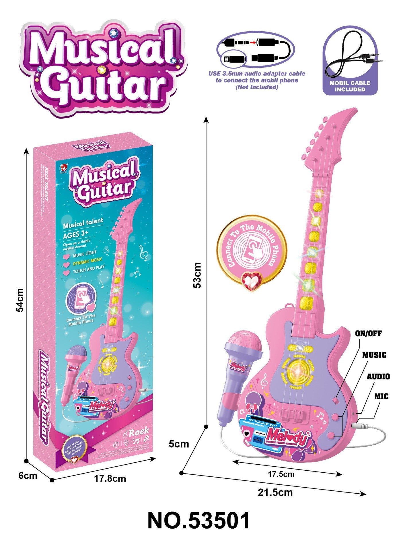 Kids Musical Microphone Toy with LED Lights