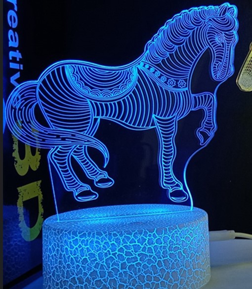 3D Horse Night Light USB Color Changing Remote Control Decorative Lamp for Kids Room
