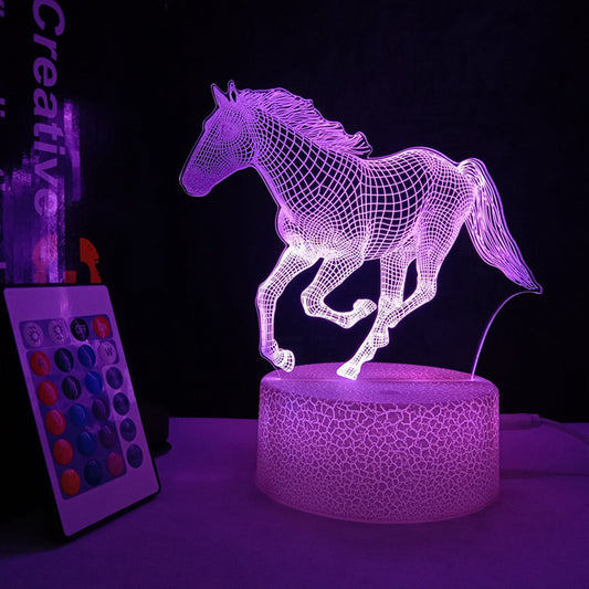 3D Horse Night Light USB Color Changing Remote Control Decorative Lamp for Kids Room