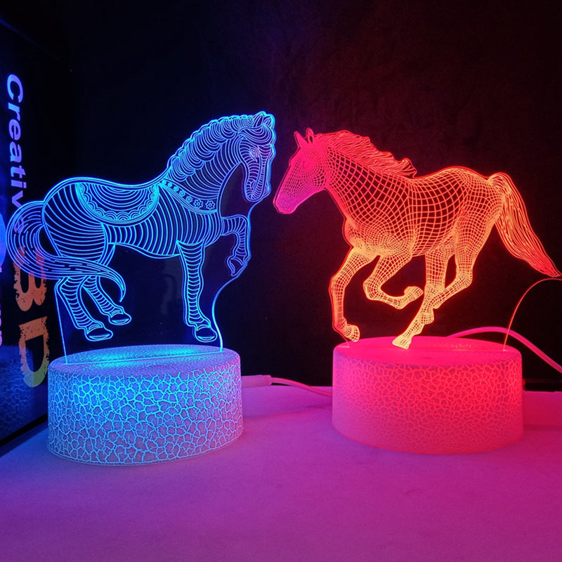 3D Horse Night Light USB Color Changing Remote Control Decorative Lamp for Kids Room