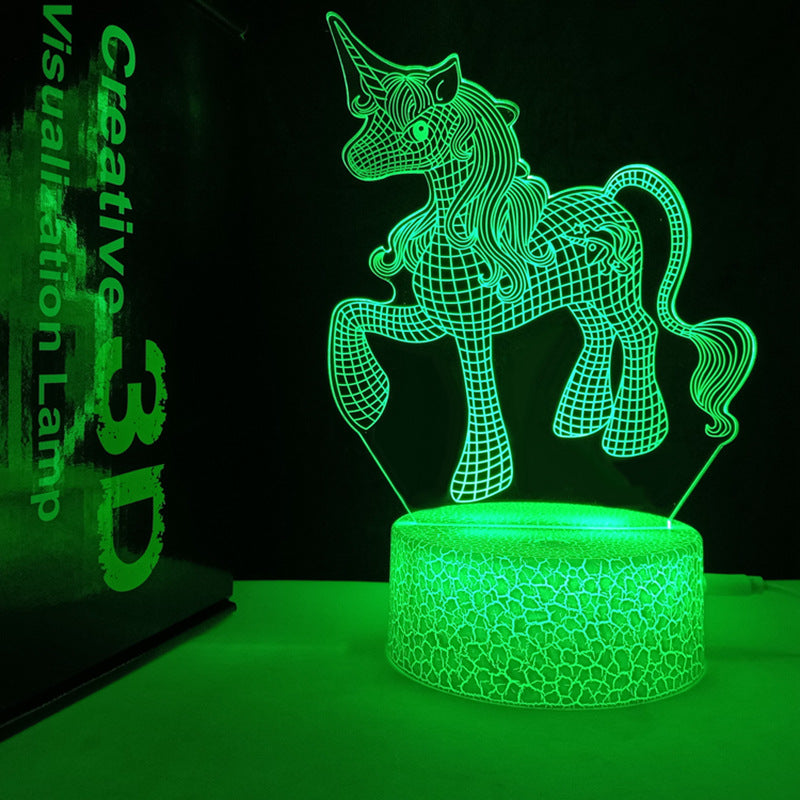 3D Horse Night Light USB Color Changing Remote Control Decorative Lamp for Kids Room