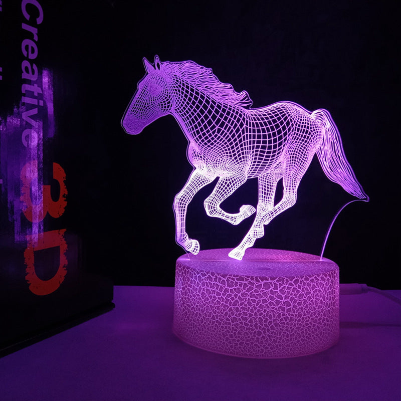 3D Horse Night Light USB Color Changing Remote Control Decorative Lamp for Kids Room